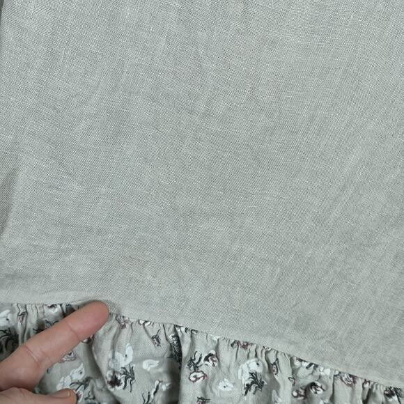 Tera Bora Cottage Dress Womens Small Beige Linen Floral Pockets Ruffle Prairie - Picture 8 of 11